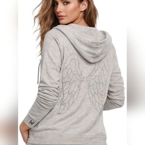 Victoria's Secret Angel Wings Zip Hoodie Light Grey Size L